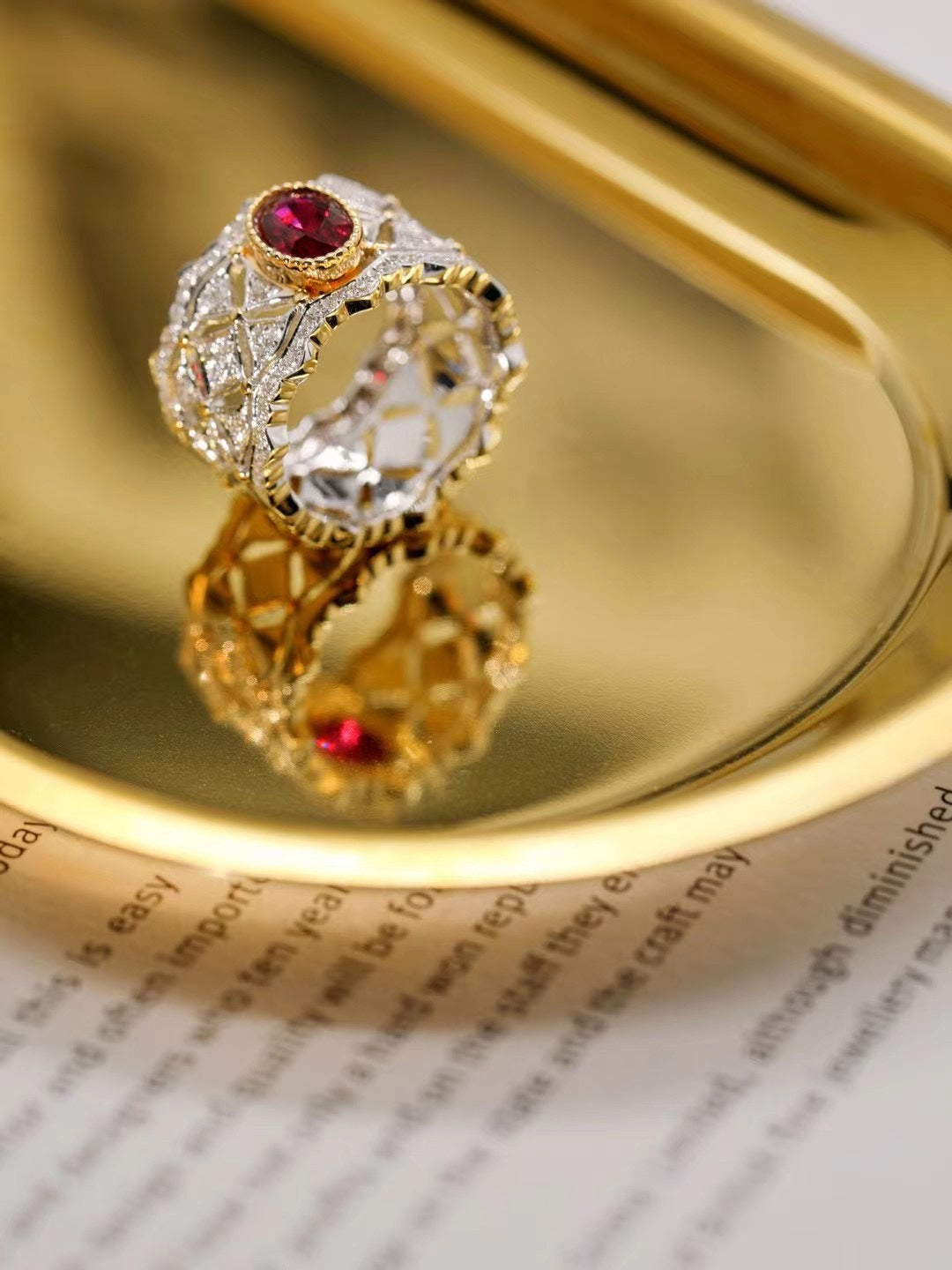 18K Gold Buccellati-style Untreated Ruby Ring