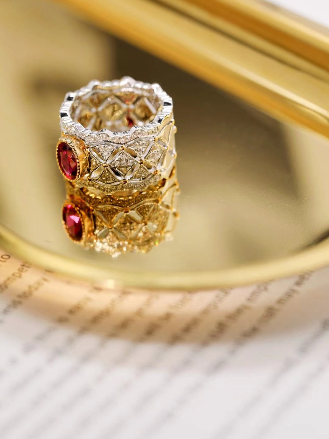 18K Gold Buccellati-style Untreated Ruby Ring