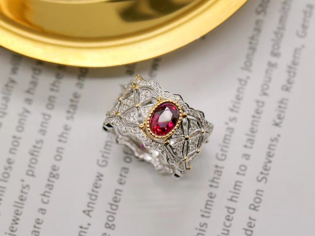 18K Gold Buccellati-style Untreated Ruby Ring