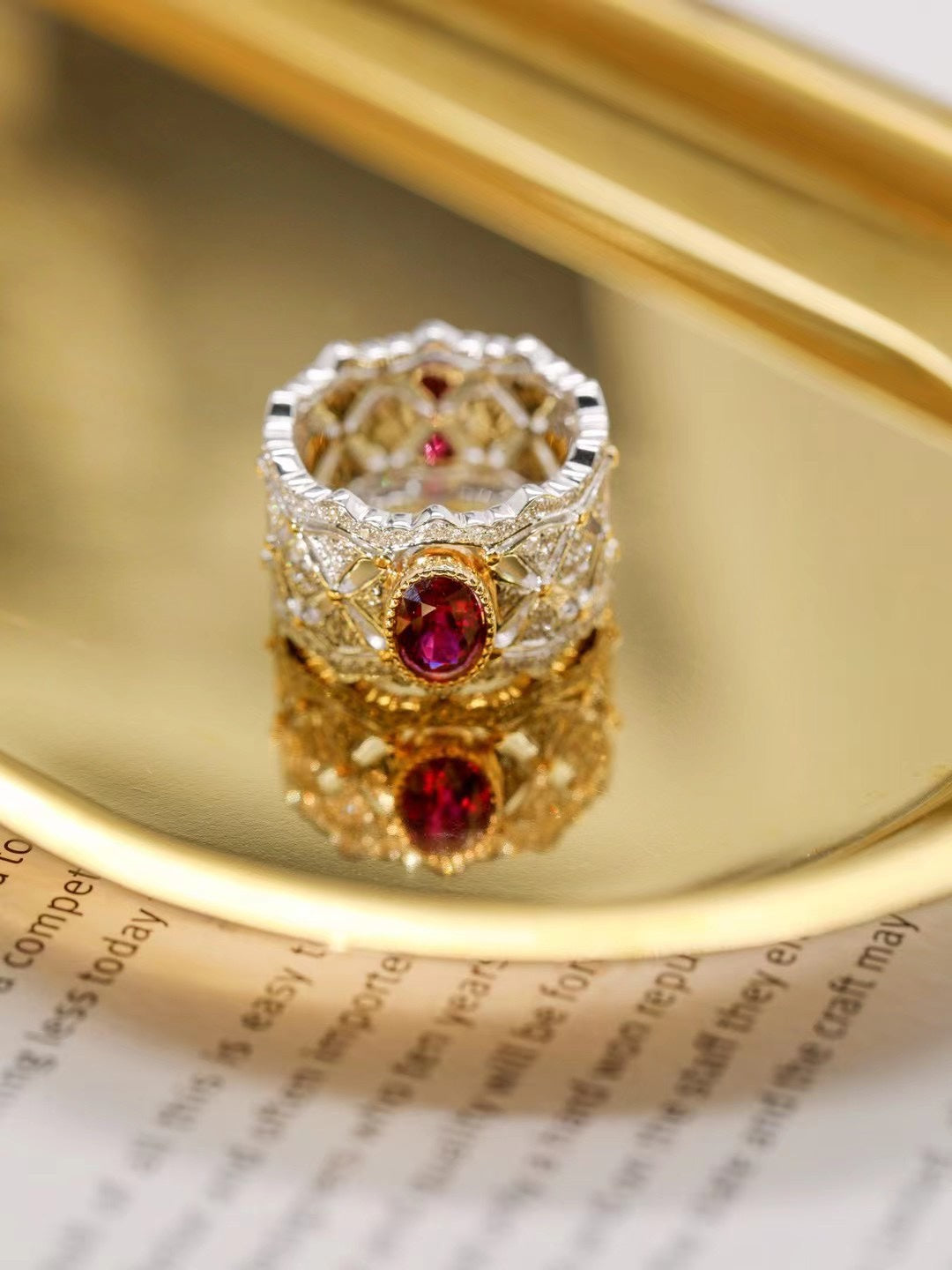 18K Gold Buccellati-style Untreated Ruby Ring