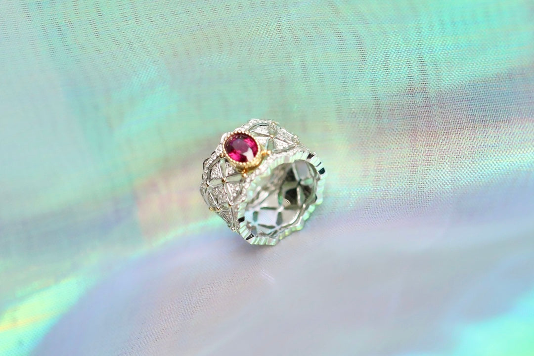 18K Gold Buccellati-style Untreated Ruby Ring